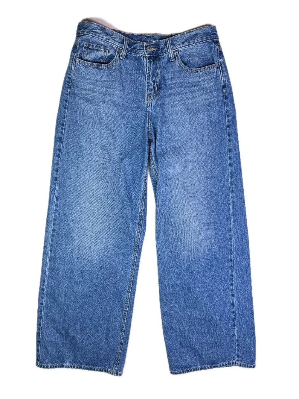 Old Navy Size 10 Long Mid-Rise Wow Baggy Wide Leg Blue Jeans